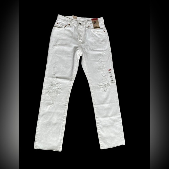 501® Original Fit Jeans | Size 27/30 | High Rise Straight Raw Hem Distressed - Picture 2 of 12
